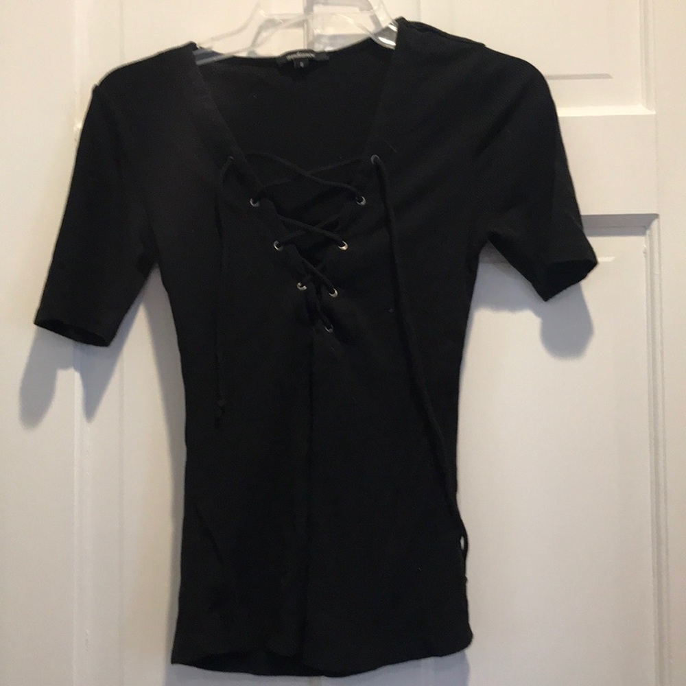 Black Lace Up Tee Shirt